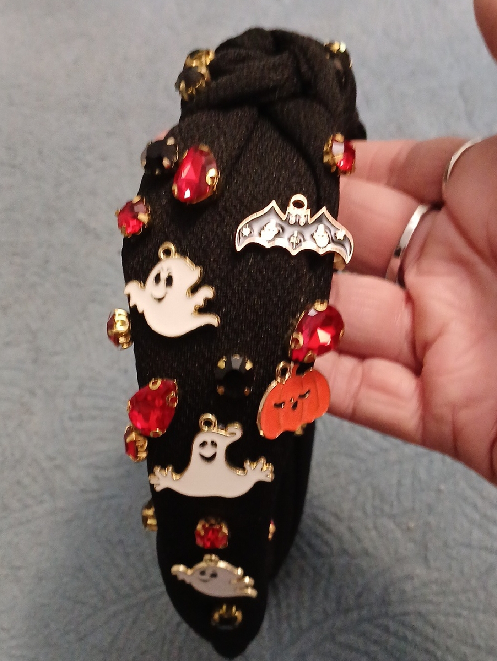 Halloween Charm Black Headband with Ghosts & Pumpkin